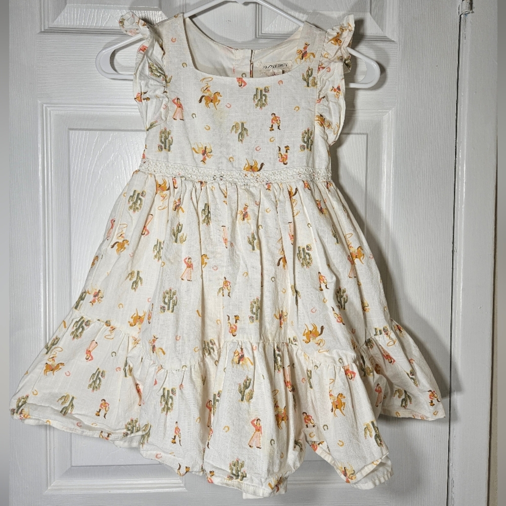 Happily Grey Kids Girl's size 7 Dress Fully Lined Cowgirl Rodeo Horse Theme